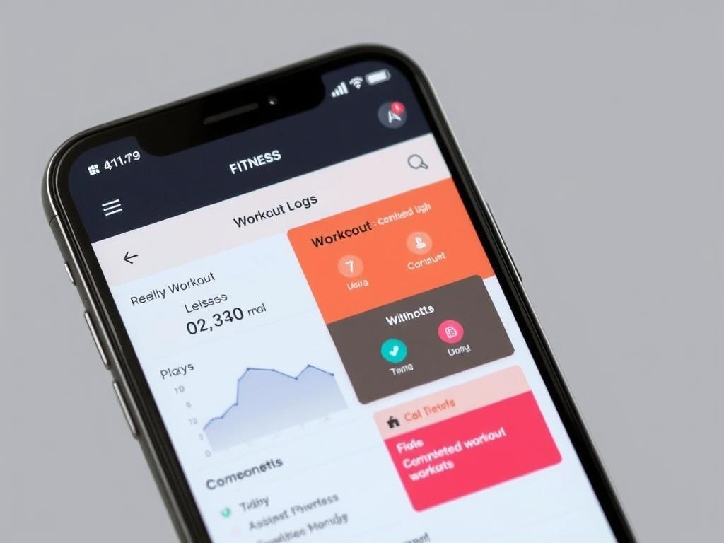 Smartphone menampilkan aplikasi pelacakan kebugaran dengan grafik kemajuan Smartphone menampilkan aplikasi pelacakan kebugaran dengan grafik kemajuan